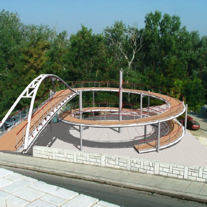 Ποδηλατοπεζογέφυρα γεφύρωσης συνοικίας Αμπελοκήπων με πόλη & ποτάμι